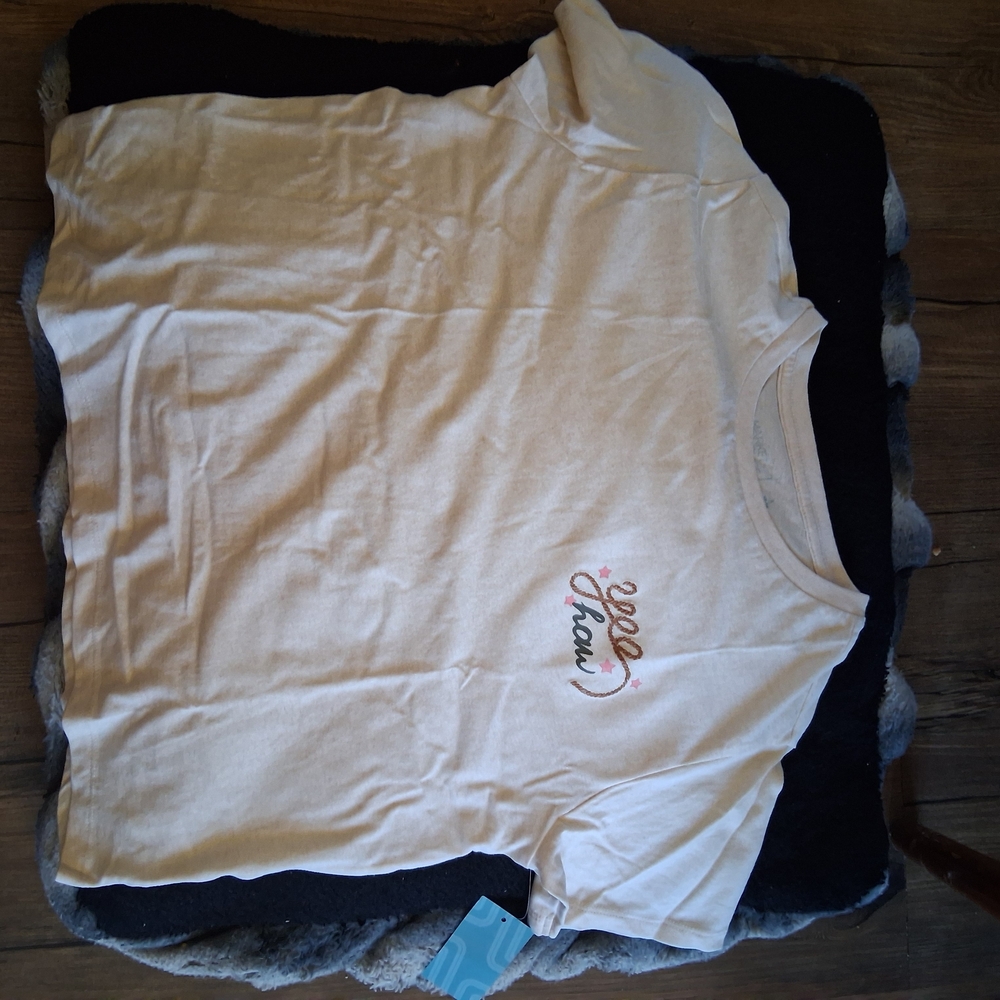 Market & Spruce Cream Short-Sleeve Tee with "yee haw" Embrodiary